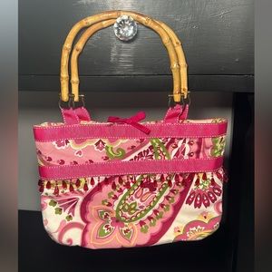 Handmade floral tote with bamboo straps